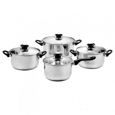 ZH-C019 8pcs Stainless Steel Cookware Set with Black Bakelite Handle