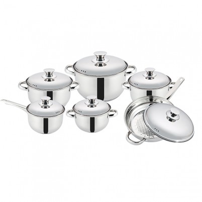 ZH-C123 12pcs Stainless Steel Cookware Set with Hollow Handle