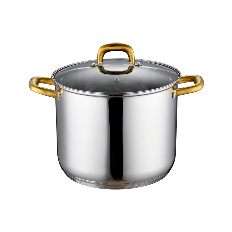 ZH-C081 6pcs Stock Pot Set with Gold Plated Hollow Handle