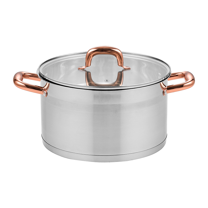 ZH-C035 Single Stainless Steel Casserole with Rose Gold Plated Hollow Handle