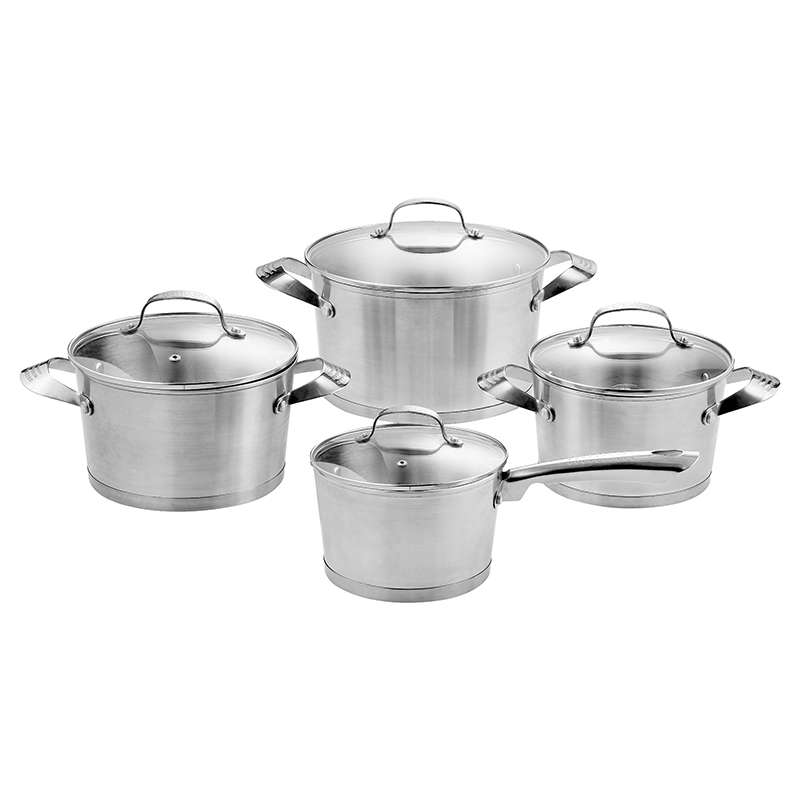 ZH-C028 8pcs Stainless Steel Conic Shape Cookware Set with Wire Handle