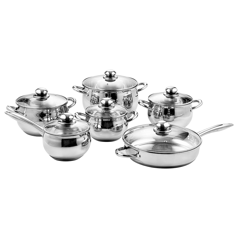 ZH-C026 12pcs Stainless Steel Apple Shape Cookware Set with Hollow Handle