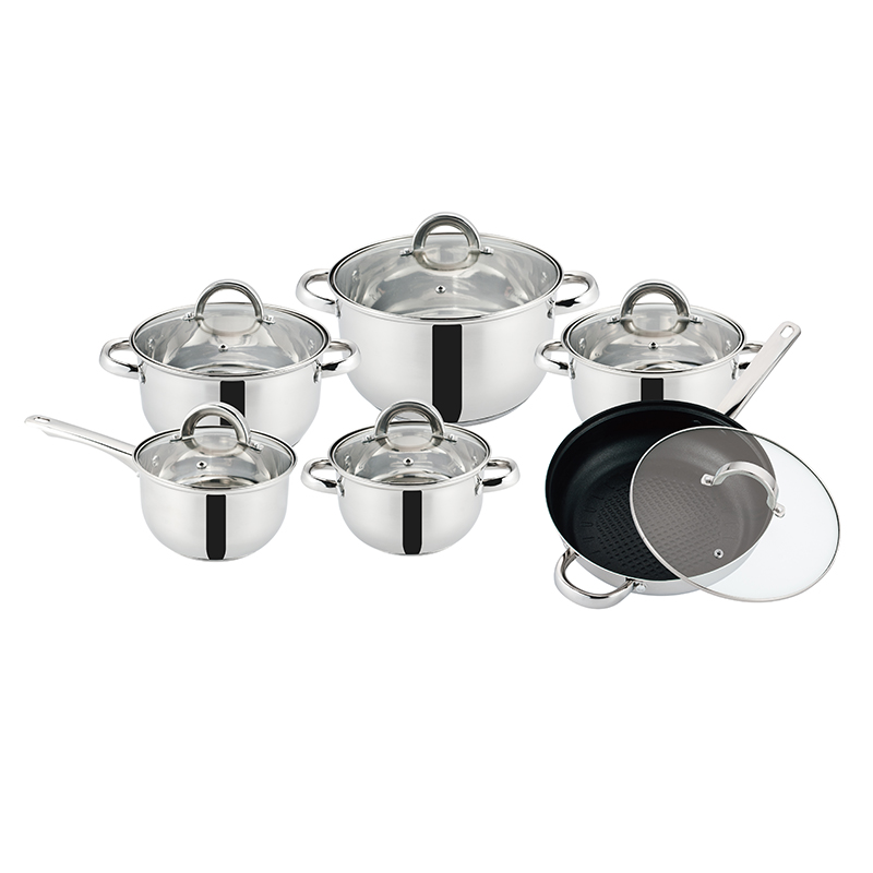 ZH-C124 12pcs Stainless Steel Cookware Set with Hollow Handle